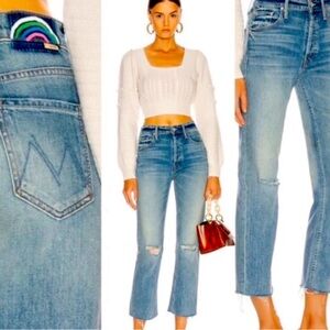 Mother the Tomcat ankle fray straight leg